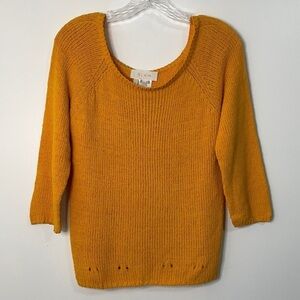 Escada Knitwear Orange Yellow Off Shoulder Sweater Blouse Size 38